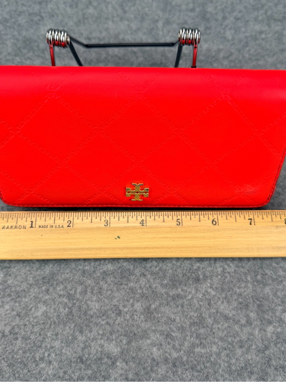 Tory Burch Georgia Zip Continental Wallet Coral Pink Quilted Leather Gold Logo - Picture 16 of 16